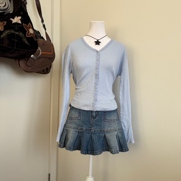 Lace Coquette Light Blue Women's Cardigan - Picture 8 of 8